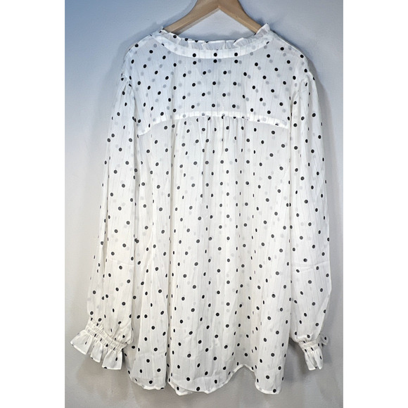 Torrid Polka Dot Tunic Top Size 5X Ivory Balloon Sleeve mock Office Bohemian NWT - Picture 10 of 13